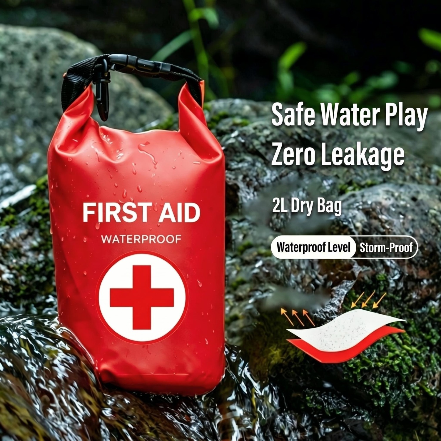 Fishing Kayak Storage Bag - 2L Waterproof First Aid Bag Roll