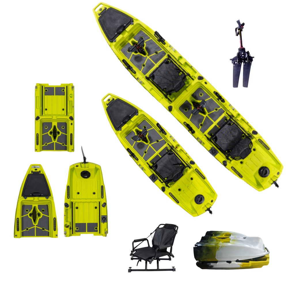 Fishing Kayak Pedal Drive - 3-Section 2-person modular kayak with pedal