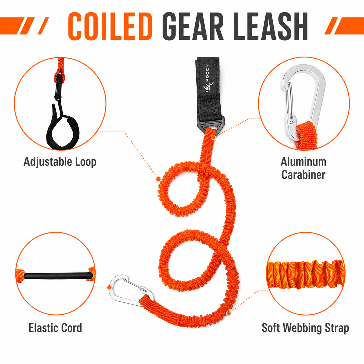 Coiled Paddle Leash Orange Kay - Fishing Kayak Paddle Leash 评论和价格