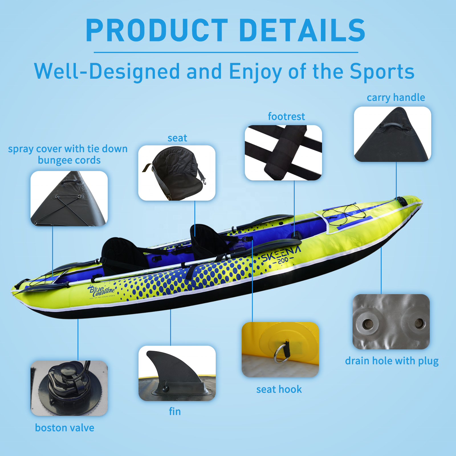 Adult Inflatable Fishing Canoe - Fishing Kayak Paddle 评论和价格