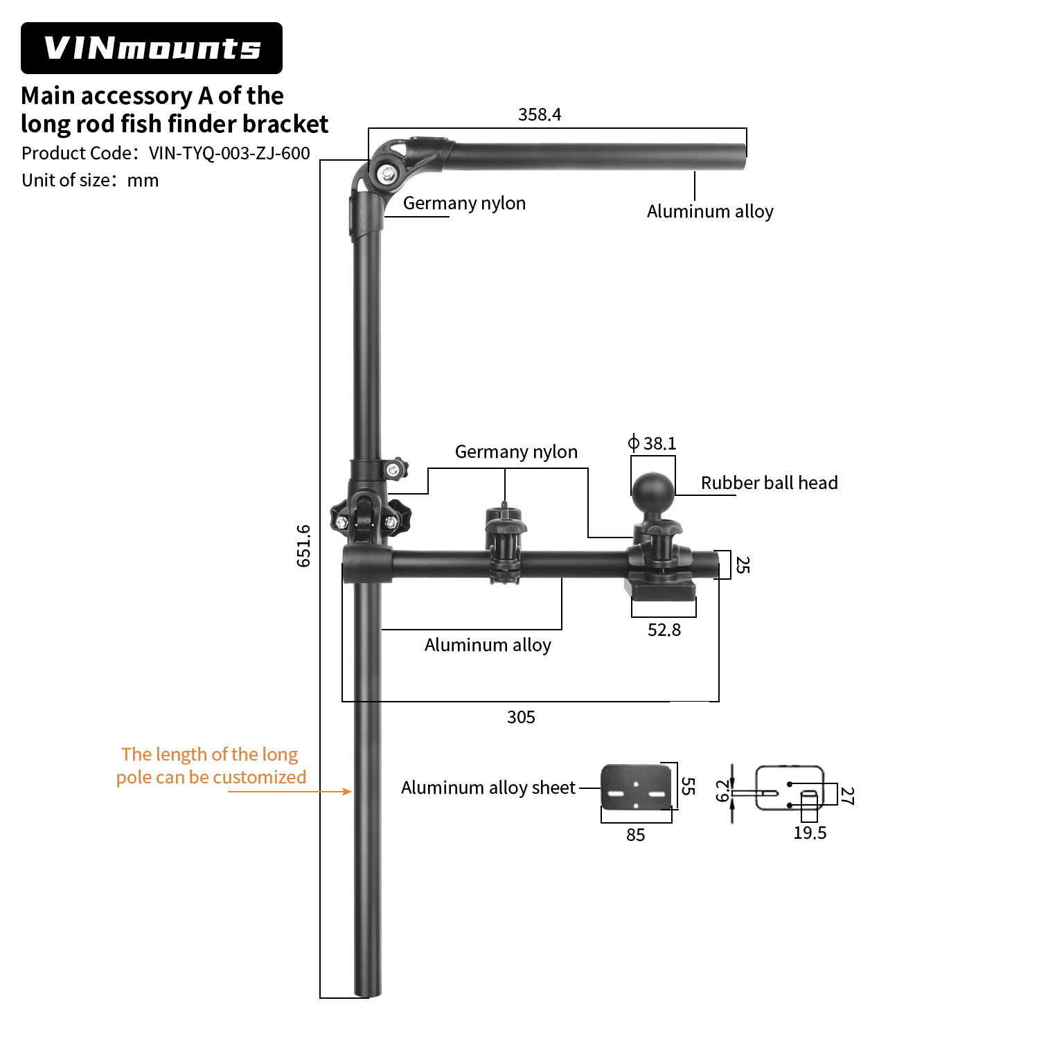 VIN Mounts Universal Sonar Fis - Fishing Kayak Fish Finder Mount 评论和价格