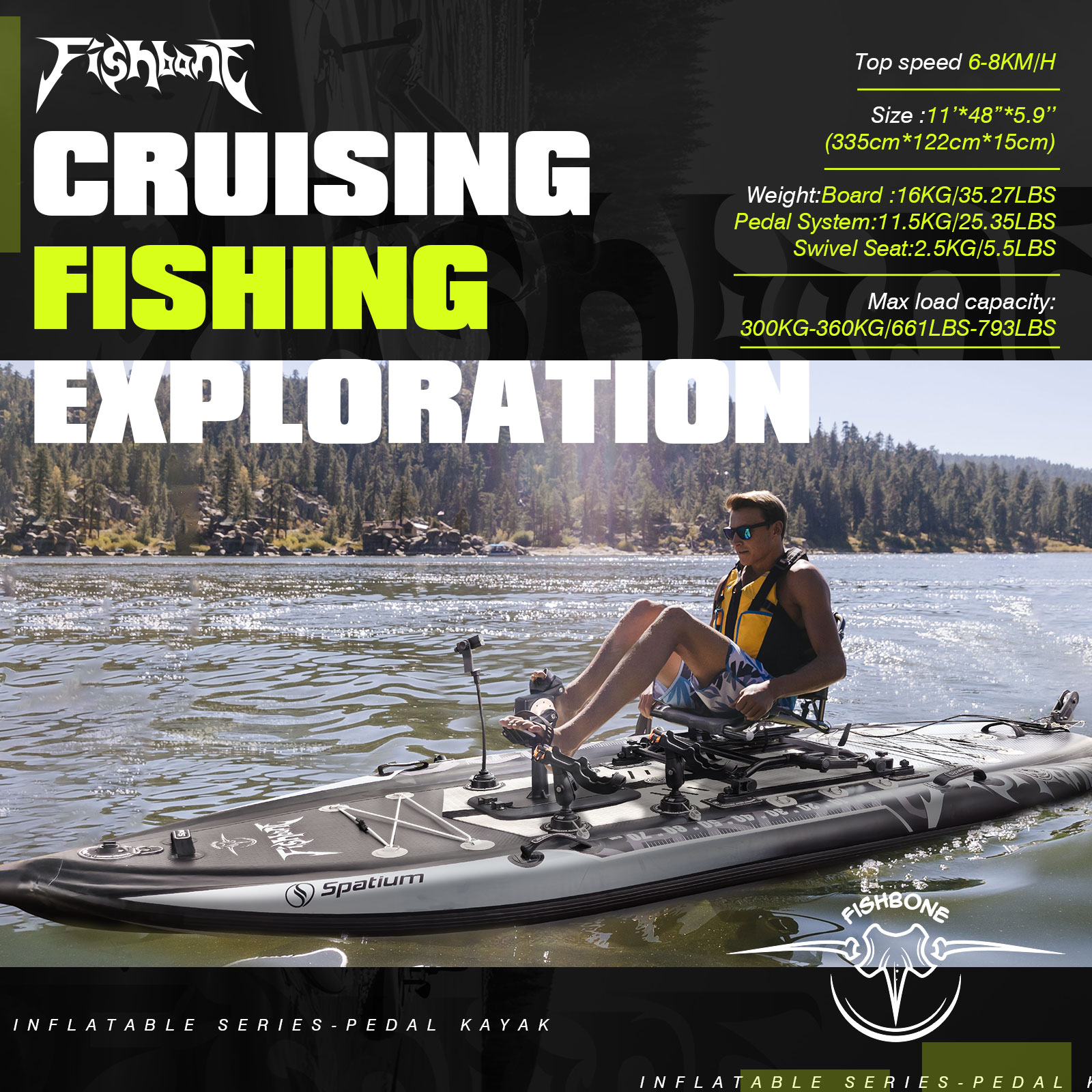 Spatium Pedal Kayak Inflatable - Fishing Kayak Pedal Drive 评论和价格