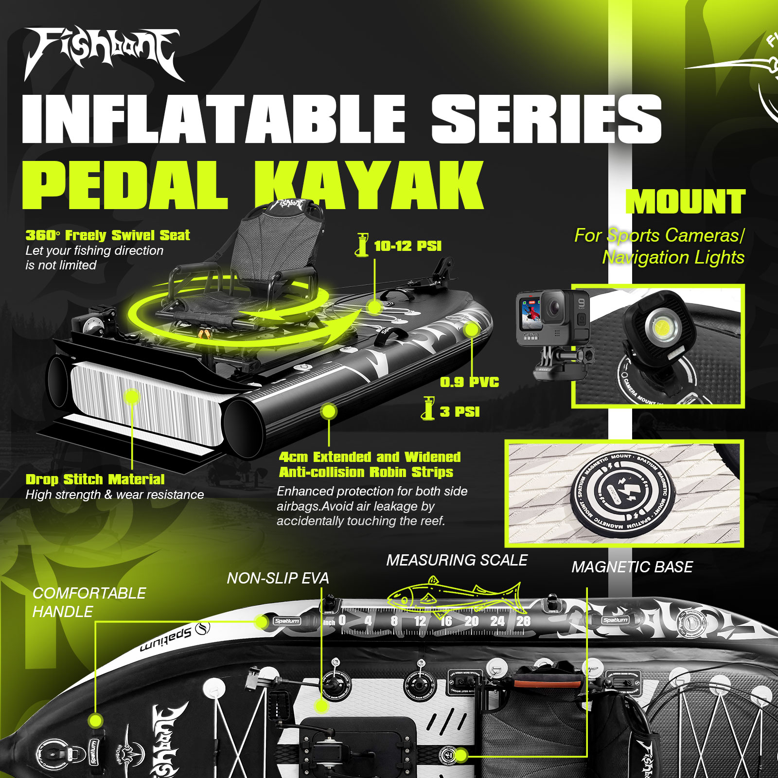Spatium Pedal Kayak Inflatable - Fishing Kayak Pedal Drive 评论和价格