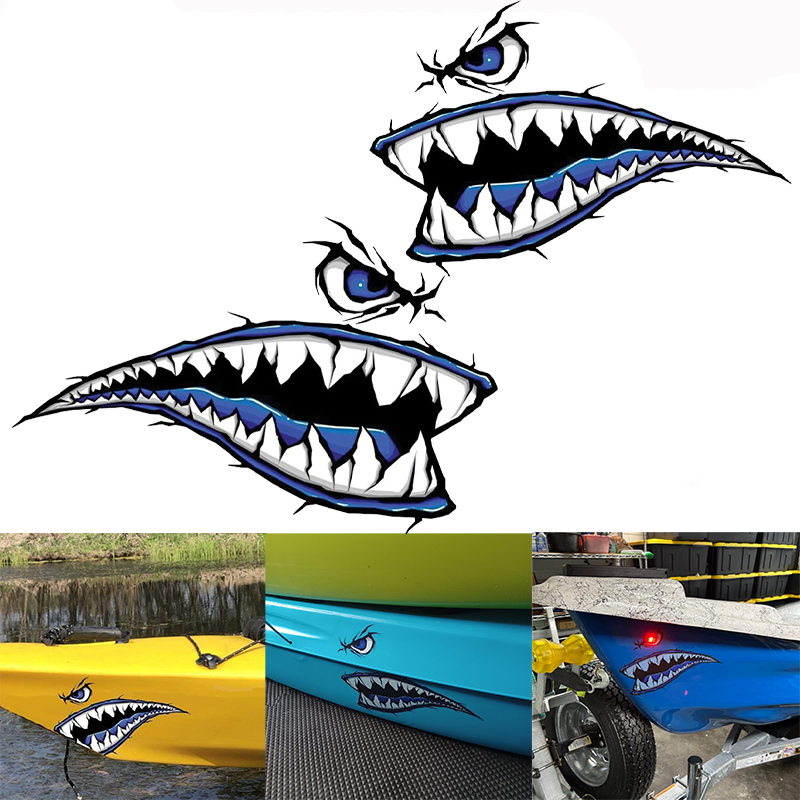2PCS Shark Teeth Mouth Boat St - Fishing Kayak Cart 评论和价格