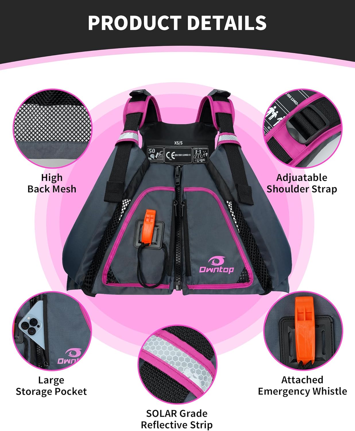 Adult Swim Vest with High Mesh - Fishing Kayak Paddle 评论和价格